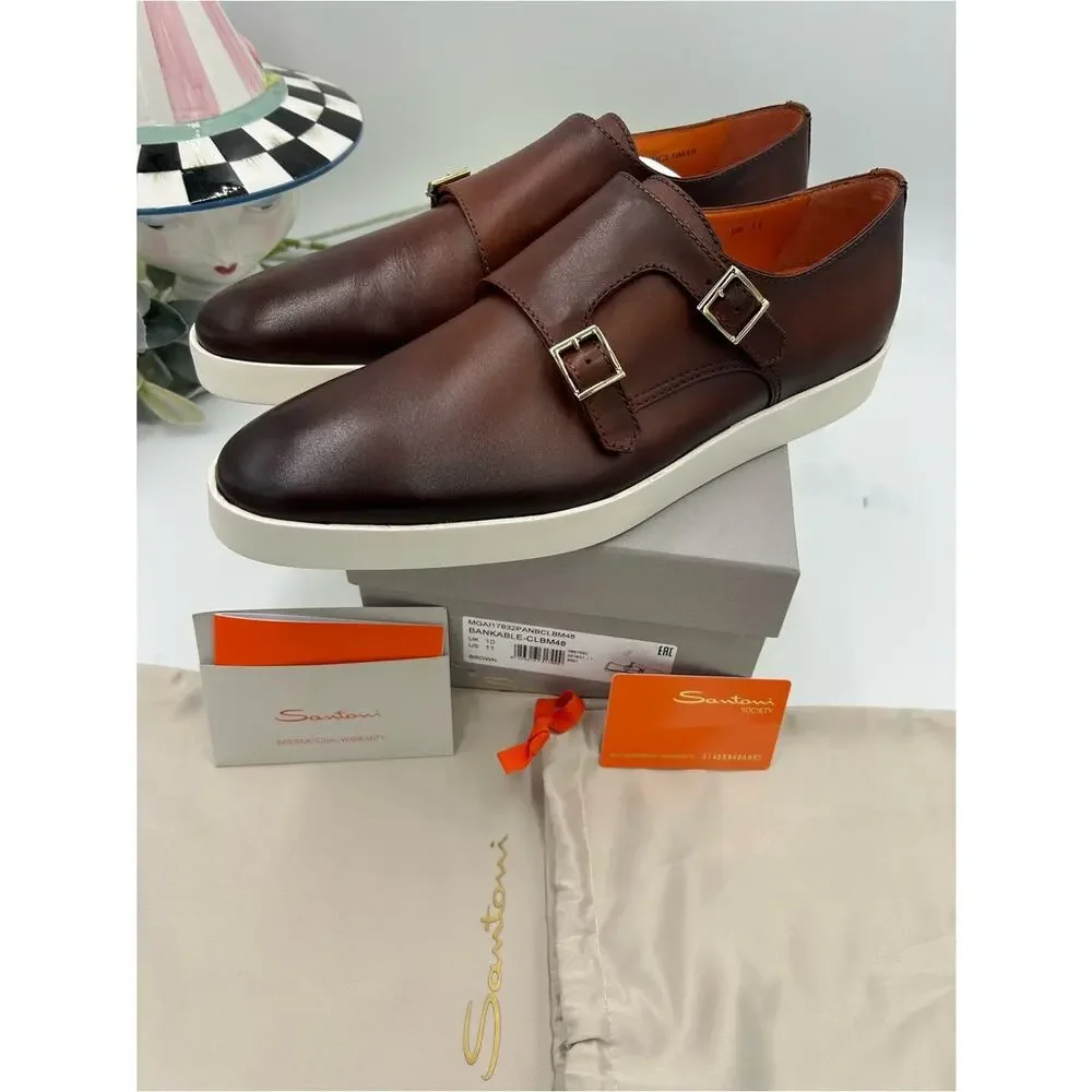 Men's Santoni bankable double Monk strap sneakers size 11 made in Italy